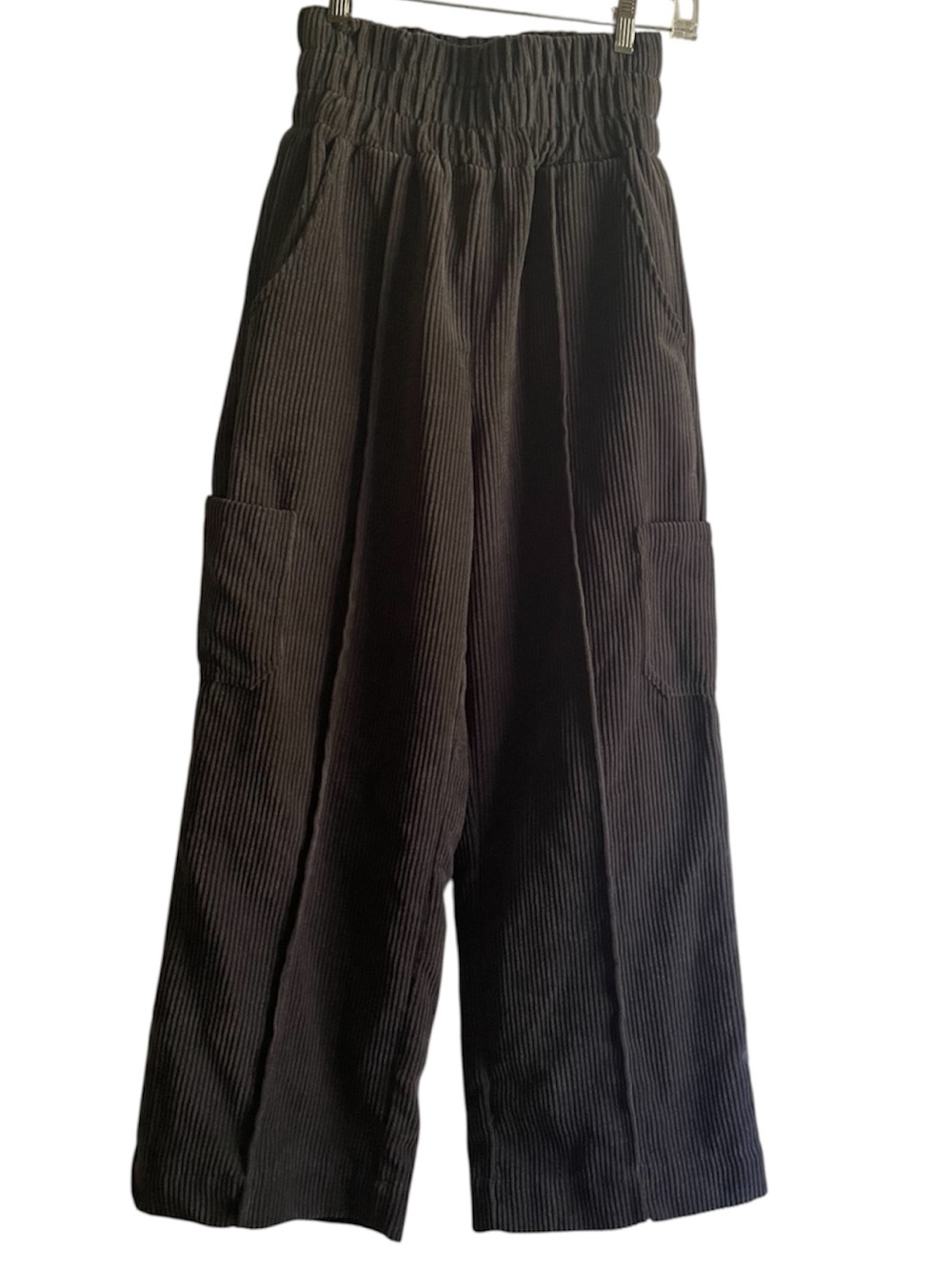 NEW IN Demitasse Brown Gray Corduroy Cargo Boho Indie Wide Leg Pants Small